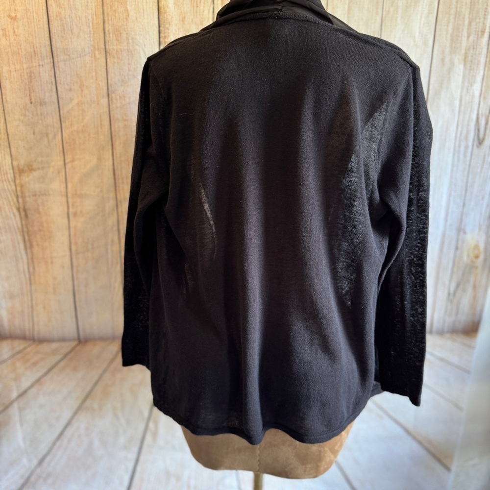 Chico's Easywear Black Cardigan, sheer lapel, lightweight sz 0 or S/4​ - Picture 9 of 15